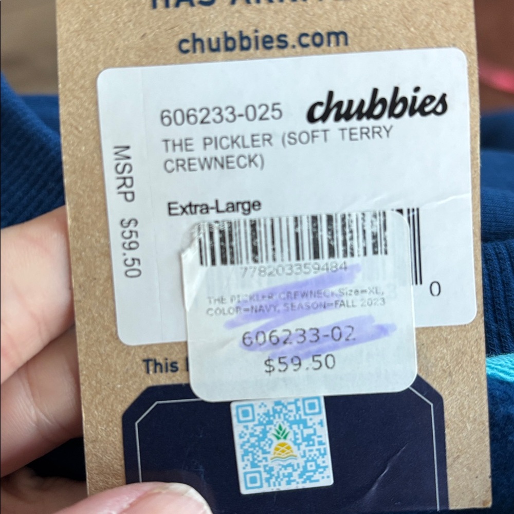 Chubbies NWT The Pickler soft Terry crewneck sweatshirt XL blue pickleball - Picture 9 of 9